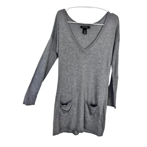 White House Black Market | Dresses | White House Black Market Womans Small  Gray Long Sleeves Sweater Dress W Pockets | Poshmark